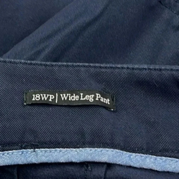 Talbots New Women’s 18WP Navy Blue Pockets Wide Leg High Waist Full Length Pant - Picture 5 of 12